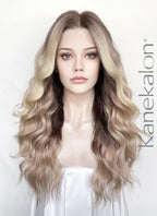 Balayage Mixed Blonde Wavy 13" x 6" Lace Top Kanekalon Synthetic Hair Wig LFS055
