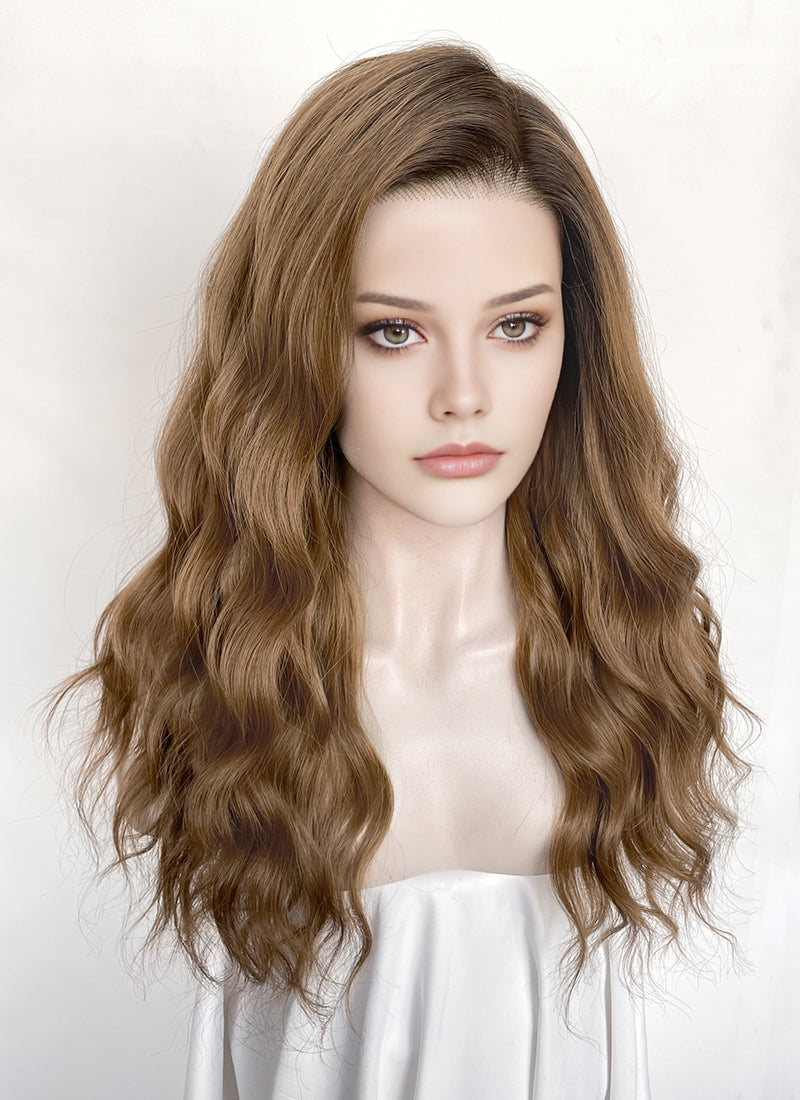 Blonde With Dark Roots Wavy 13" x 6" Lace Top Kanekalon Synthetic Hair Wig LFS056