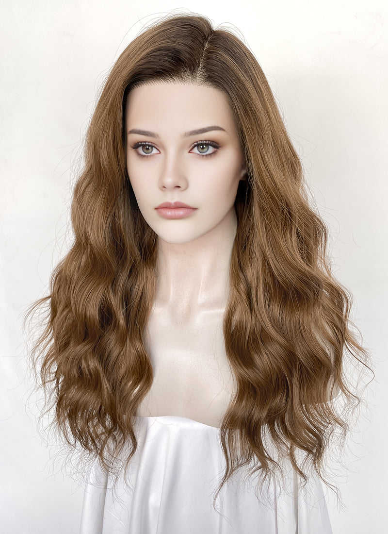 Blonde With Dark Roots Wavy 13" x 6" Lace Top Kanekalon Synthetic Hair Wig LFS056