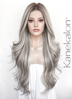 Balayage Mixed Blonde With Dark Roots Wavy 13" x 6" Lace Top Kanekalon Synthetic Hair Wig LFS057
