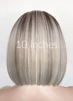 Mixed Blonde With Dark Roots Straight 13" x 6" Bob Lace Top Kanekalon Synthetic Hair Wig LFS059