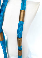 League of Legends LOL Arcane Jinx Turquoise Blue Braided Lace Front Synthetic Wig LN6020X