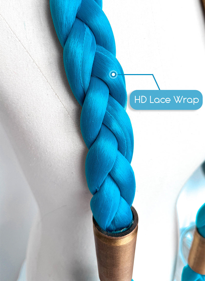 League of Legends LOL Arcane Jinx Turquoise Blue Braided Lace Front Synthetic Wig LN6020X