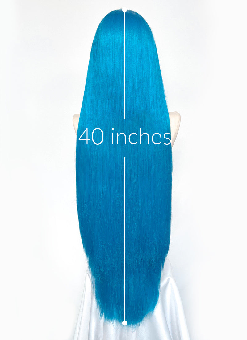 League of Legends LOL Arcane Jinx Turquoise Blue Straight Lace Front Synthetic Wig LN6020