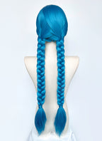 League of Legends LOL Arcane Jinx Turquoise Blue Straight Lace Front Synthetic Wig LN6020