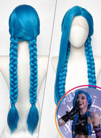 League of Legends LOL Arcane Jinx Turquoise Blue Straight Lace Front Synthetic Wig LN6020