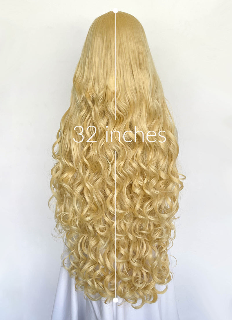 Elden Ring Queen Marika Golden Blonde Wavy Lace Front Synthetic Hair Wig LN6043