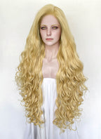 Elden Ring Queen Marika Golden Blonde Wavy Lace Front Synthetic Hair Wig LN6043