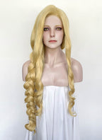 Elden Ring Queen Marika Golden Blonde Wavy Lace Front Synthetic Hair Wig LN6043