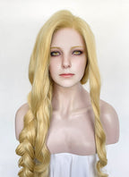 Elden Ring Queen Marika Golden Blonde Wavy Lace Front Synthetic Hair Wig LN6043