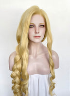 Elden Ring Queen Marika Golden Blonde Wavy Lace Front Synthetic Hair Wig LN6043