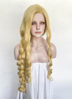 Elden Ring Queen Marika Golden Blonde Wavy Lace Front Synthetic Hair Wig LN6043