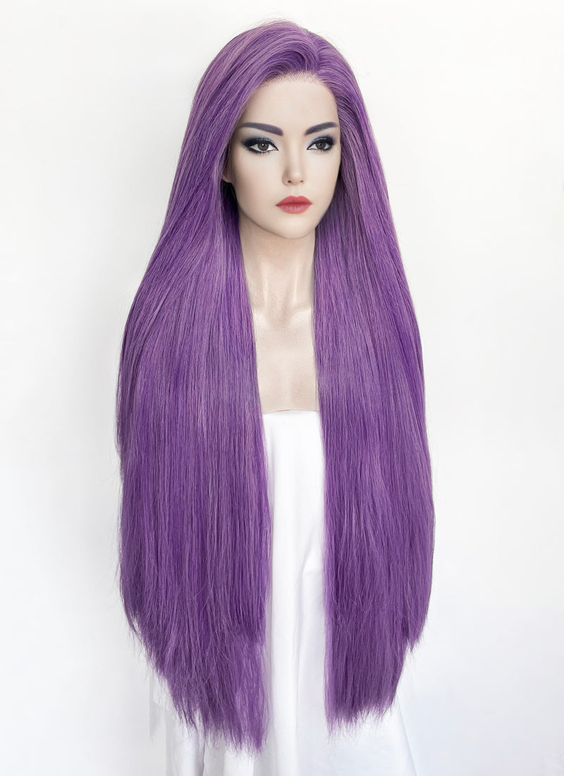 KPop Demon Hunters Rumi Pastel Purple Braided Lace Front Synthetic Wig LF2515