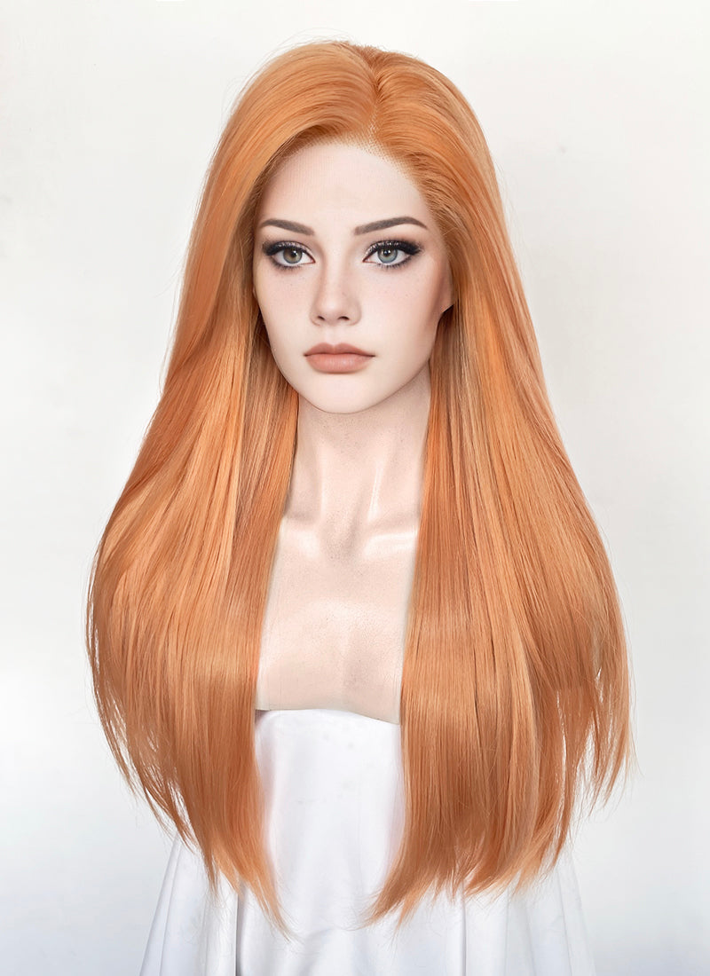 Pastel Orange Straight Lace Front Synthetic Wig LN6047