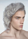 Light Grey Wavy Lace Front Synthetic Men's Wig LW4020