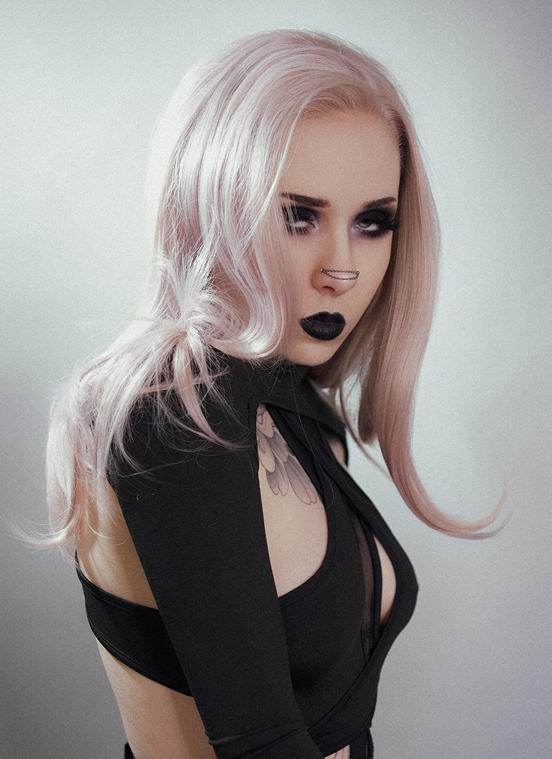 Pastel Pale Plum Wavy Lace Front Synthetic Wig LW4028