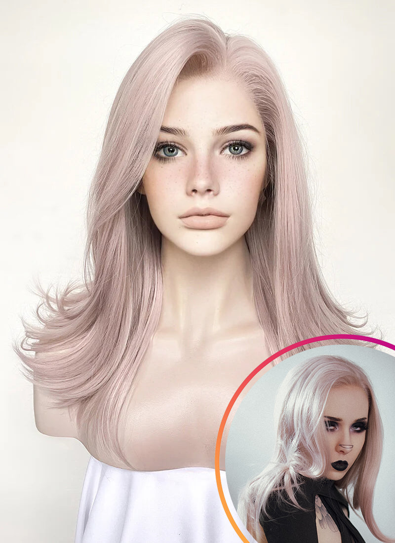 Pastel Pale Plum Wavy Lace Front Synthetic Wig LW4028