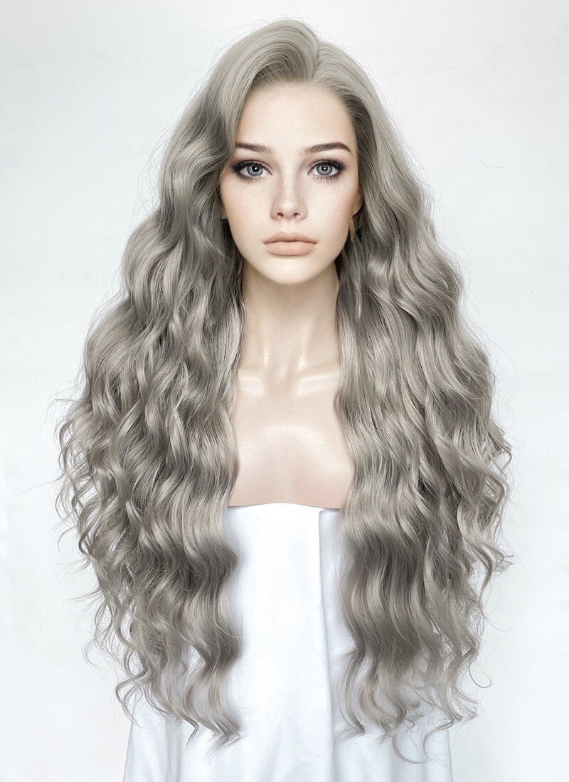 Grey Wavy Lace Front Synthetic Hair Wig LW4070