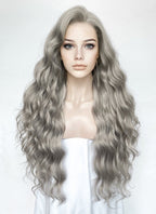 Grey Wavy Lace Front Synthetic Hair Wig LW4070