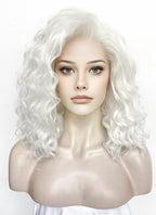 Pure White Wavy Lace Front Synthetic Wig LW4053