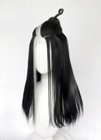 Critical Role Laudna Black And White Single Money Piece Straight Lace Front Synthetic Hair Wig LW4059