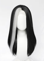 Critical Role Laudna Black And White Single Money Piece Straight Lace Front Synthetic Hair Wig LW4059