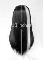 Critical Role Laudna Black And White Single Money Piece Straight Lace Front Synthetic Hair Wig LW4059