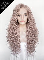 Pastel Pale Plum Curly Lace Front Synthetic Hair Wig LW4062