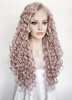 Pastel Pale Plum Curly Lace Front Synthetic Hair Wig LW4062