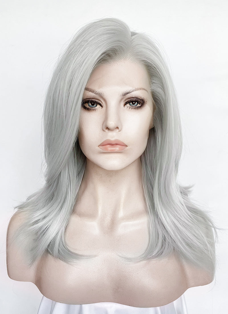Silver Grey Straight Lace Front Synthetic Wig LW4066