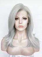 Silver Grey Straight Lace Front Synthetic Wig LW4066