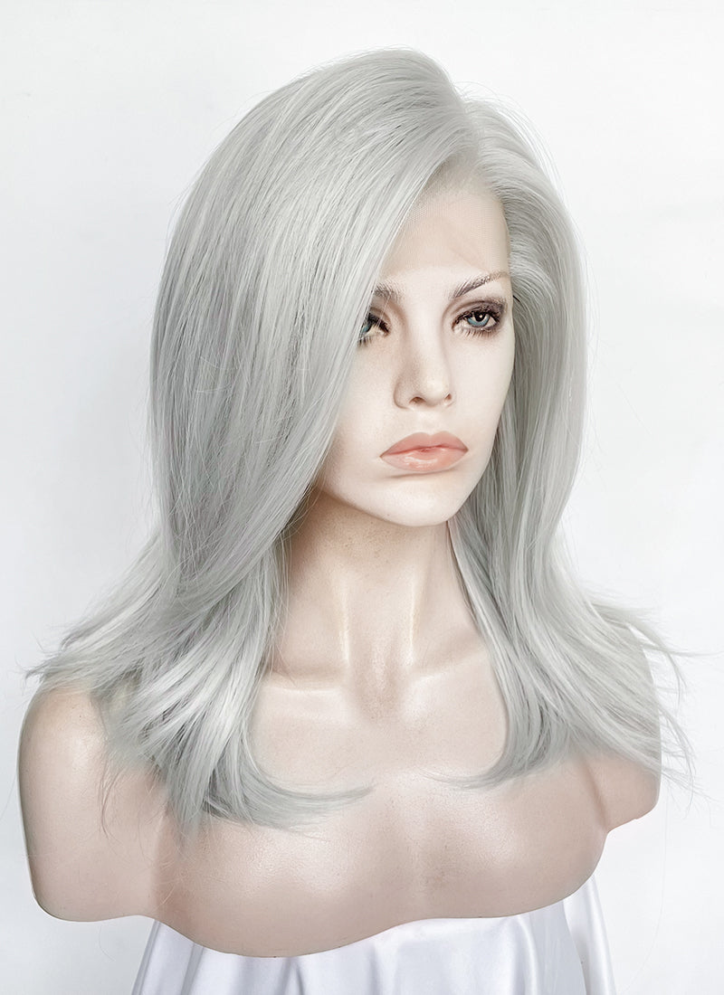Silver Grey Straight Lace Front Synthetic Wig LW4066