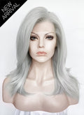 Silver Grey Straight Lace Front Synthetic Wig LW4066