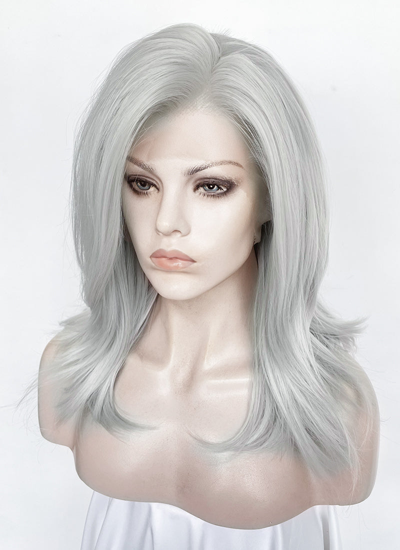 Silver Grey Straight Lace Front Synthetic Wig LW4066