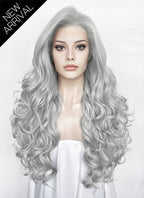 Silver Grey Wavy Lace Front Synthetic Hair Wig LW4067