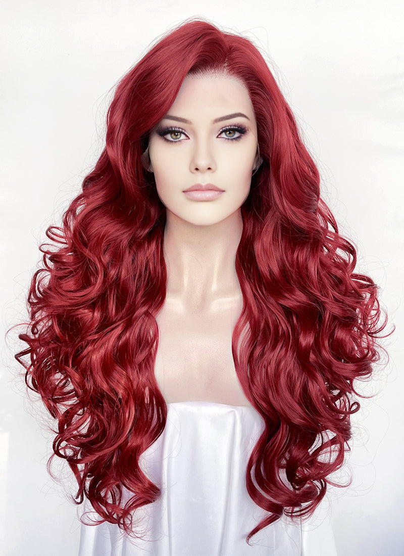Red Wavy Lace Front Synthetic Hair Wig LW4068