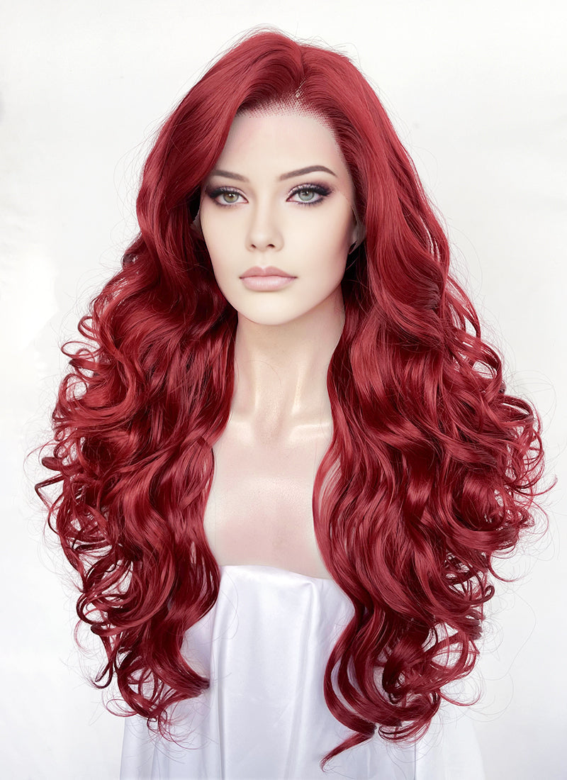 Red Wavy Lace Front Synthetic Hair Wig LW4068