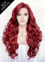 Red Wavy Lace Front Synthetic Hair Wig LW4068