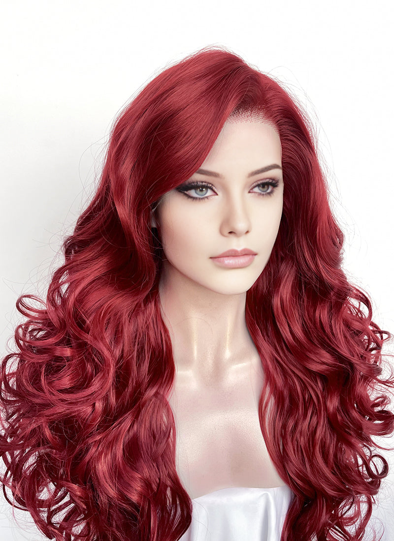 Red Wavy Lace Front Synthetic Hair Wig LW4068