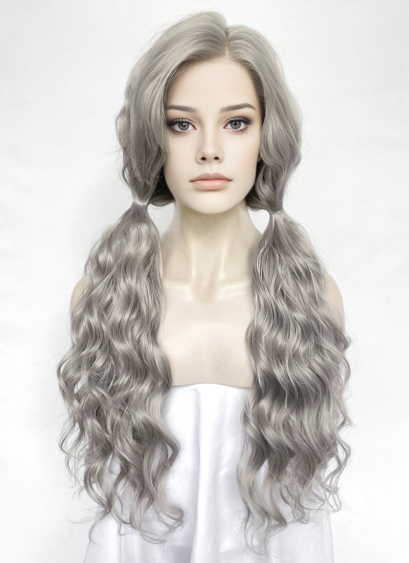 Grey Wavy Lace Front Synthetic Hair Wig LW4070