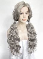 Grey Wavy Lace Front Synthetic Hair Wig LW4070