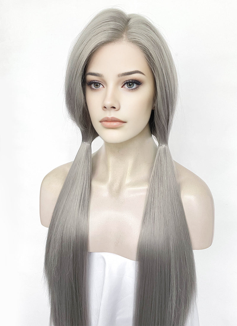 Grey Straight Lace Front Synthetic Hair Wig LW4071