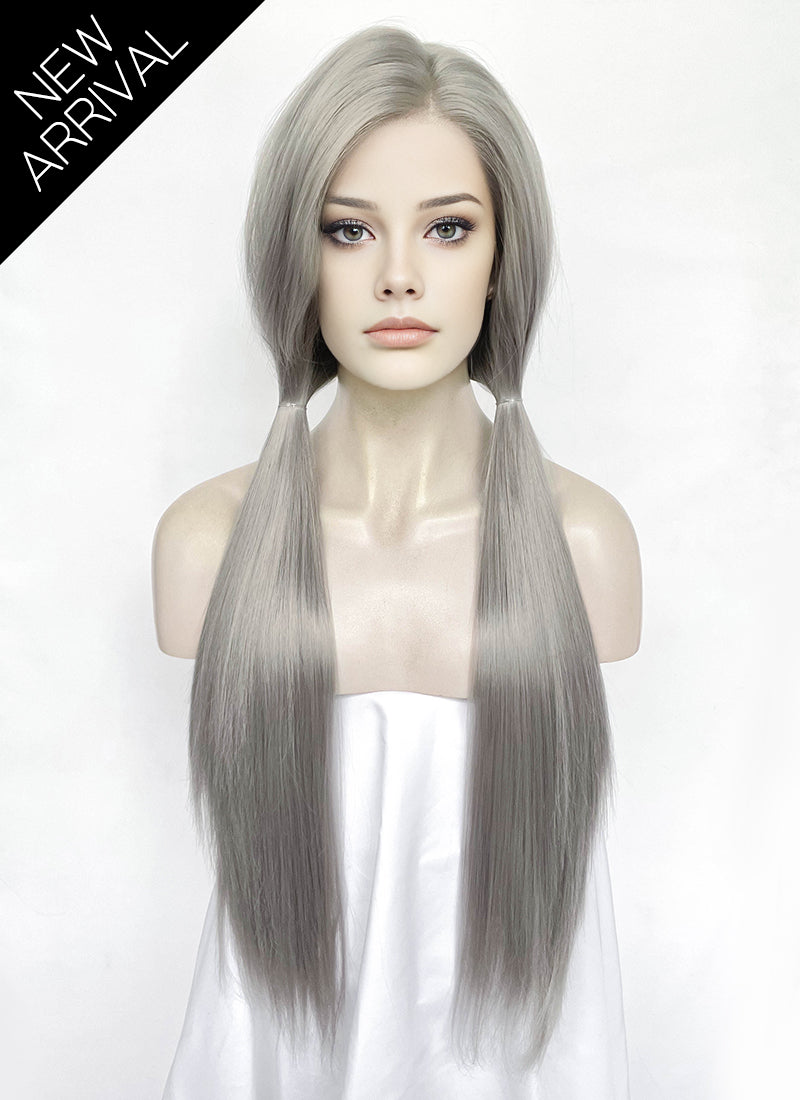 Grey Straight Lace Front Synthetic Hair Wig LW4071