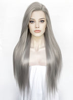 Grey Straight Lace Front Synthetic Hair Wig LW4071