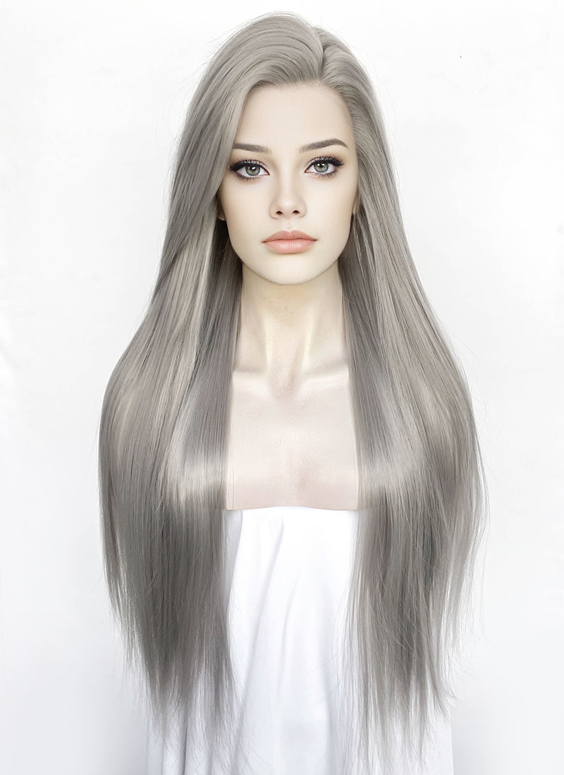 Grey Straight Lace Front Synthetic Hair Wig LW4071