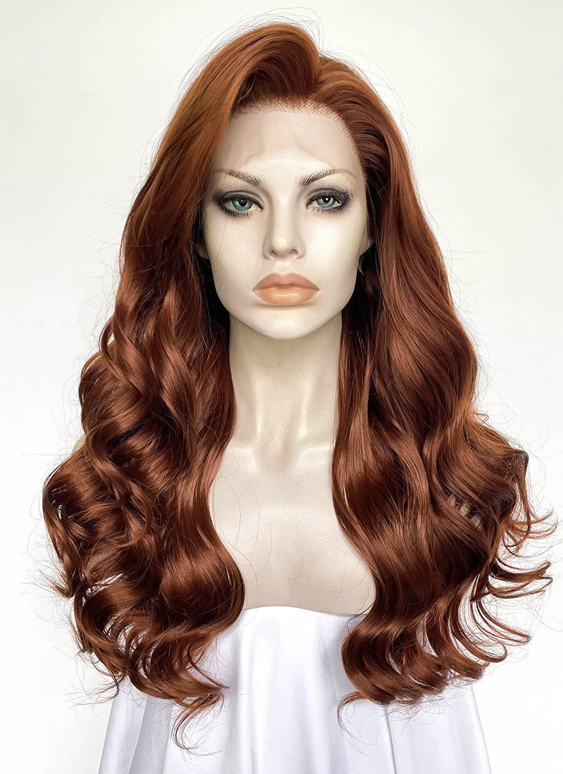 Auburn Wavy Lace Front Synthetic Hair Wig LW4074