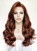 Auburn Wavy Lace Front Synthetic Hair Wig LW4074