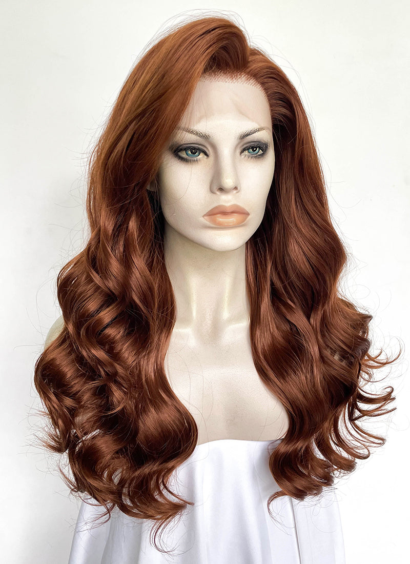 Auburn Wavy Lace Front Synthetic Hair Wig LW4074