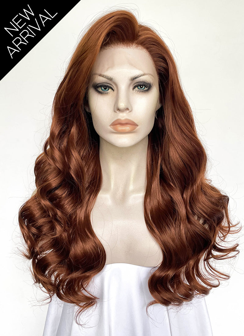 Auburn Wavy Lace Front Synthetic Hair Wig LW4074