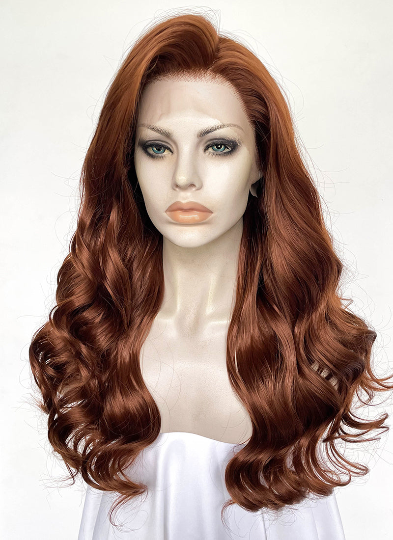 Auburn Wavy Lace Front Synthetic Hair Wig LW4074